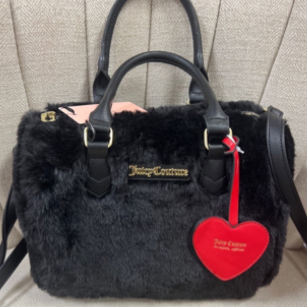 Black fuzzy juicy couture purse